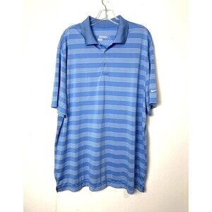 Nike Golf Polo Shirt Plus Size 2XL Tour Performance Men's Blue Striped Dri-Fit